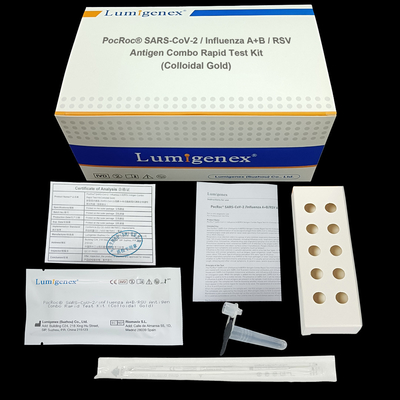 SARS-CoV-2/kit rapide d'essai d'antigène enregistré par CE rapide combiné de Kit Colloidal Gold d'essai antigène de la grippe A+B/RSV